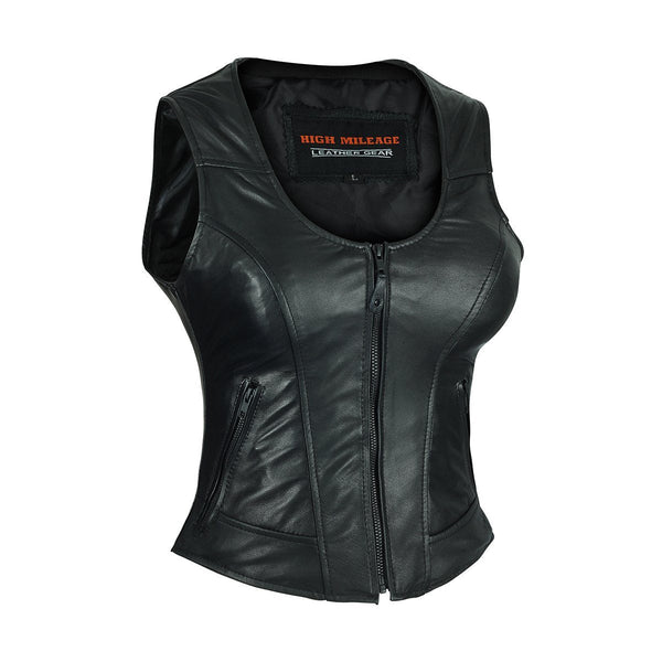Womens Lady Biker Leather Motorcycle Vest