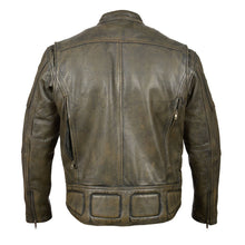 Men's Distressed Brown Premium Cowhide Vented and Padded Biker Scooter Jacket
