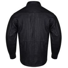 Mens Concealed Carry Black Premium Cowhide Biker Motorcycle Leather Shirt