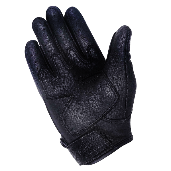 Men's Black Cowhide Leather Knuckle Armored Riding Gloves
