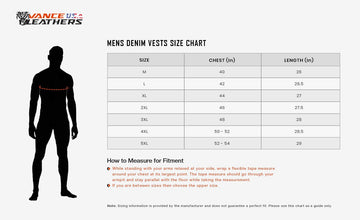 Vance-VB911L-Denim-Black-SOA-Club-Vest-Leather-trims-size-chart