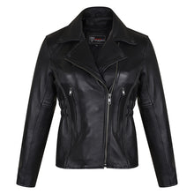 Women's Black Soft Cowhide Braided and Studded Biker Motorcycle Riding Jacket