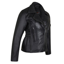 Women's Black Soft Cowhide Braided and Studded Biker Motorcycle Riding Jacket