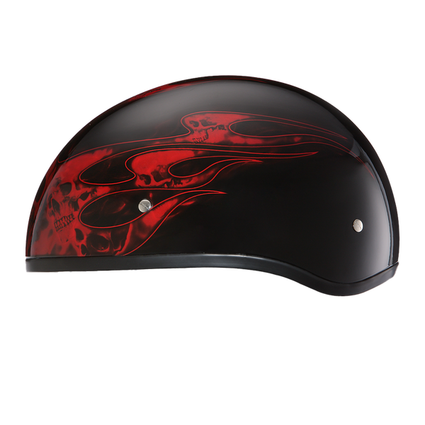 D.O.T. Daytona Skull Cap- W/ Skull Flames Red