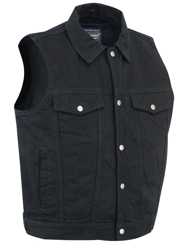 BK Snap/Zipper Front Denim Vest- Black