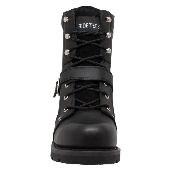 Men's 6" YKK Zipper Black Biker Boot