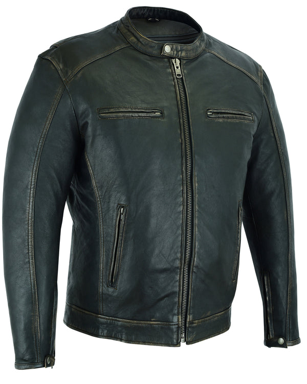 Men's Cruiser Jacket in Lightweight Drum Dyed Distressed Naked