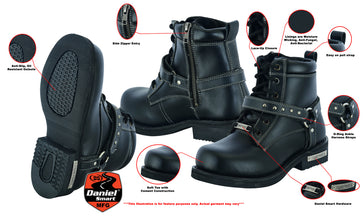 Women's Boots with Side Zipper and Single Strap