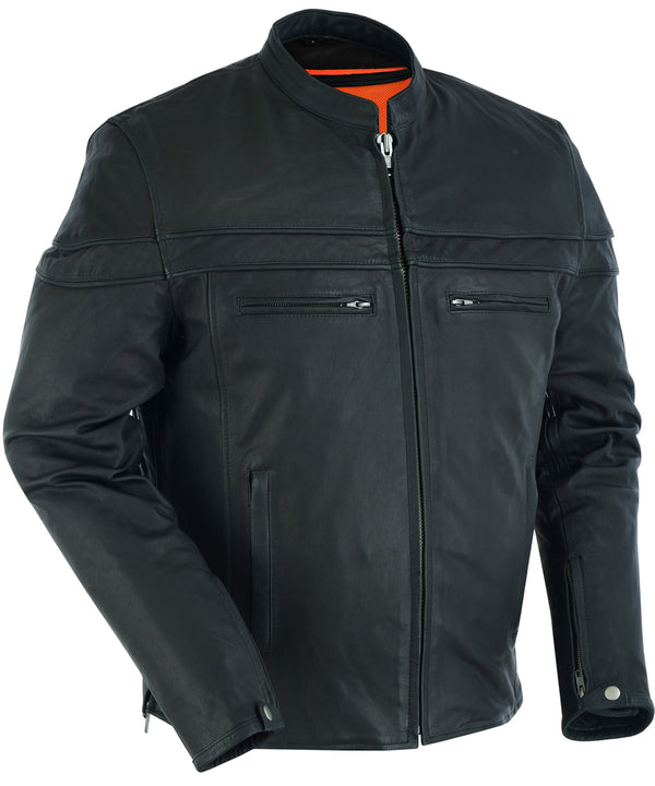 Men's Sporty Lightweight Leather Cross Over Jacket