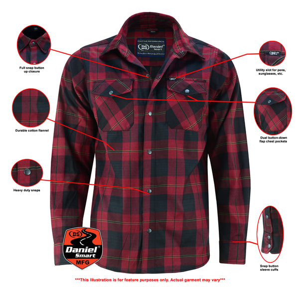 plaid patterned flannel shirt  - Red and Black
