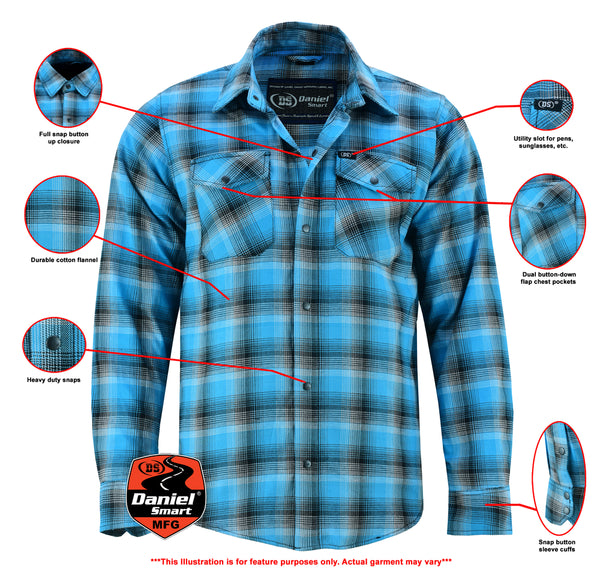 plaid patterned flannel shirt - Blue and Black Shaded