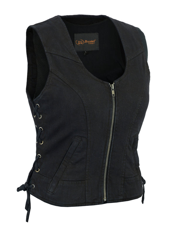 BK Women's Stylish Black Denim Vest