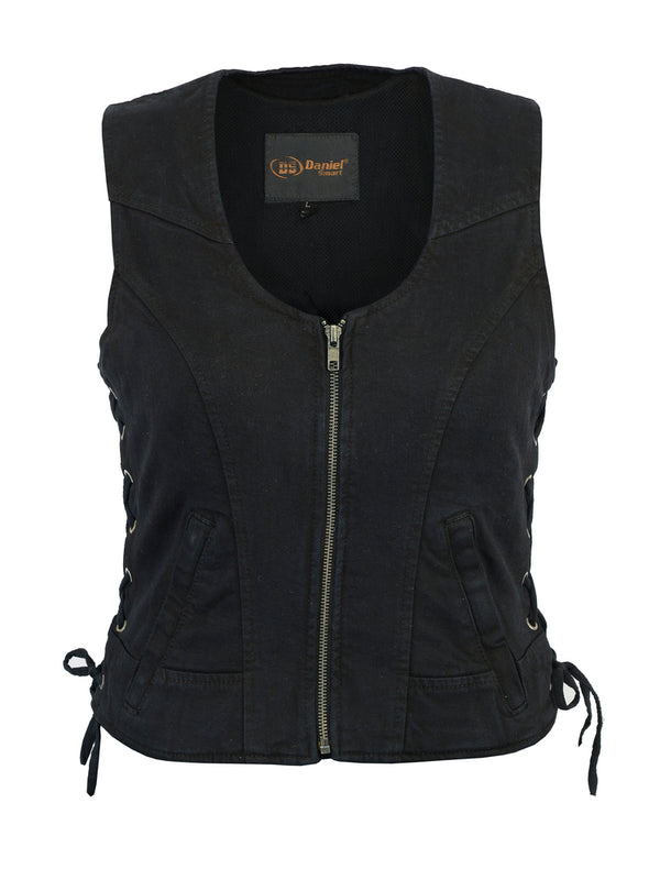 BK Women's Stylish Black Denim Vest