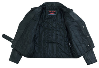 Economy Motorcycle Classic Biker Leather Jacket - Side Laces