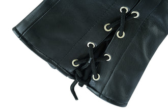 Women's Black Thigh High Leather Side Lace Leggings