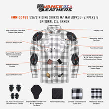 Vance Leathers USA’s Riding Shirts with Waterproof Zippers & Optional C.E. Armor infographic