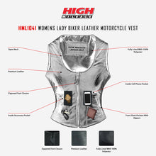 HML1041 High Mileage Plain Side Black Leather Vest infographic