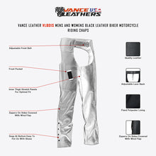 VL801S Classic Biker Leather Chaps infographic