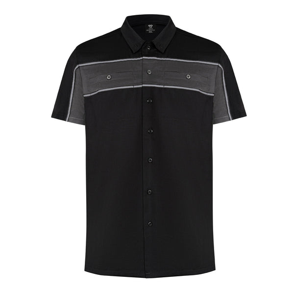 GhostThrottle-Mens-Black-Grey-Short-Sleeve-Button-Down-Two-Pockets-Soft-Casual-Shirt-main