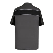 GhostThrottle-Mens-Grey-Black-Short-Sleeve-Button-Down-Two-Pockets-Soft-Casual-Shirt-back-view