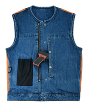 Mens-Blue-Denim-Collarless-Vest-front