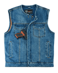 Mens-Blue-Denim-Collarless-Vest-front