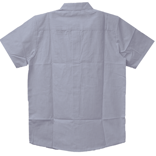 GhostThrottle-VB775WG-Mens-White-Work-Shirts-Grey-Strips-Rear-View