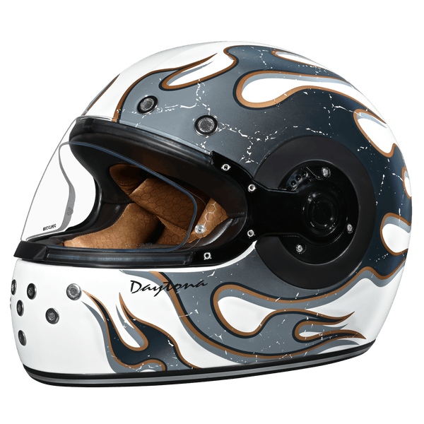 Daytona Retro Flames Full Face Motorcycle Helmet