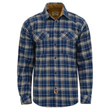 mens-keen-midnight-long-sleeve-plaid-button-down-casual-flannel-shirt-corduroy-collar-cuffs-front-view