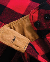 Ghost Throttle Men's Classic Red Long Sleeve Plaid Button Down Casual Flannel Shirt, Corduroy Cuffs