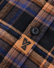 Ghost Throttle Men's Lumberjacket Midnight Rust Long Sleeve Plaid Button Down Casual Flannel Shirt, Corduroy Cuffs