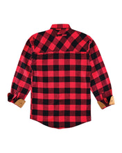 Ghost Throttle Men's Classic Red Long Sleeve Plaid Button Down Casual Flannel Shirt, Corduroy Cuffs