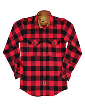 Ghost Throttle Men's Classic Red Long Sleeve Plaid Button Down Casual Flannel Shirt, Corduroy Cuffs