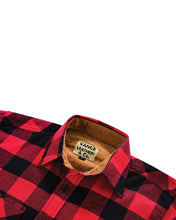 Ghost Throttle Men's Classic Red Long Sleeve Plaid Button Down Casual Flannel Shirt, Corduroy Cuffs