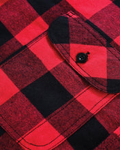 Ghost Throttle Men's Classic Red Long Sleeve Plaid Button Down Casual Flannel Shirt, Corduroy Cuffs