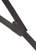 Mens Premium Leather Y-Back Suspenders, Heavy-Duty Adjustable Braces w/ Brass Swivel Snap Hooks for Jeans & Trousers - strap with a stitched hexagonal connector