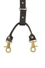 Mens Premium Leather Y-Back Suspenders, Heavy-Duty Adjustable Braces w/ Brass Swivel Snap Hooks for Jeans & Trousers - two swivel snap hooks and brass