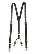 Mens Premium Leather Y-Back Suspenders, Heavy-Duty Adjustable Braces w/ Brass Swivel Snap Hooks for Jeans & Trousers