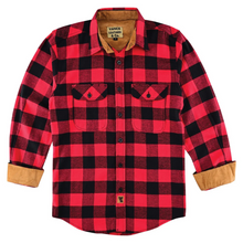 Ghost Throttle Men's Classic Red Long Sleeve Plaid Button Down Casual Flannel Shirt, Corduroy Cuffs