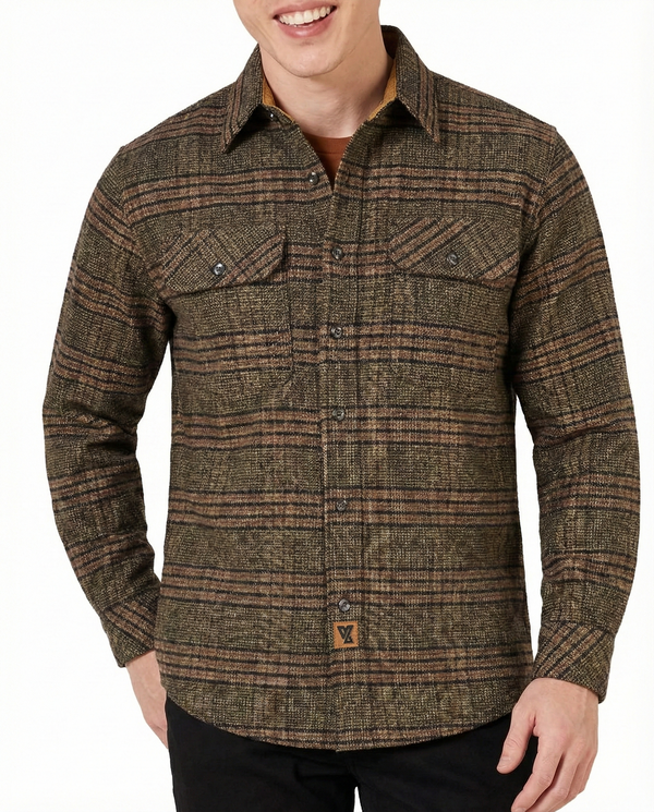 Ghost Throttle Sequoia Men's Long Sleeve Plaid Button Down Casual Flannel Shirt
