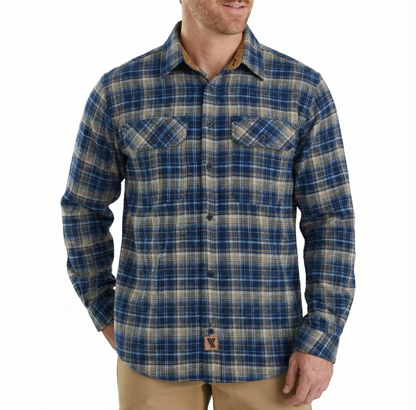 Ghost Throttle Men's Keen Midnight Long Sleeve Plaid Button Down Casual Flannel Shirt