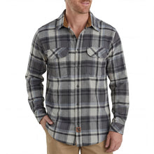 Ghost Throttle Men's Charcoal Checkered Long Sleeve Plaid Button Down Casual Flannel Shirt, Corduroy Collar & Cuffs