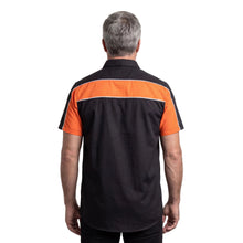 GhostThrottle Men's Black Orange Short Sleeve Button Down Two Pockets Soft Casual Shirt - back pose