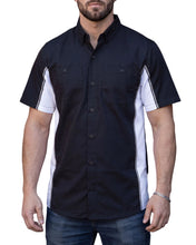 Men's Heavy-Duty Button up Mechanic Work Shirt w Reflective Strip White Sides