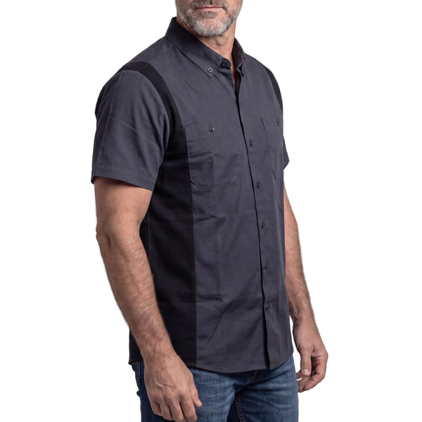 GhostThrottle - Men's Work Shirts Grey with Black Sides - side pose