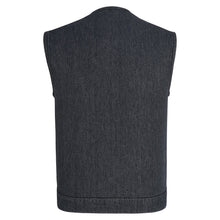 Men's Distressed Grey Denim Collarless Club Vest w Dual Front Closure & CCW Pockets