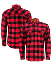 Ghost Throttle Men's Classic Red Long Sleeve Plaid Button Down Casual Flannel Shirt, Corduroy Cuffs