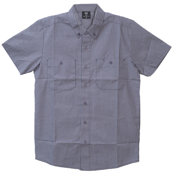 Vance - Men's Grey Work Shirts with White Strips
