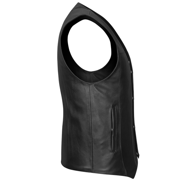 Biker Motorcycle Vest with Buffalo Nickel Snaps and Conceal Carry Pocket