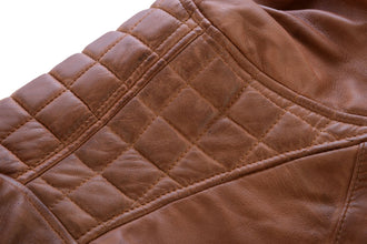 Mens Cafe Racer Waxed Lambskin Austin Brown Motorcycle Leather Jacket
